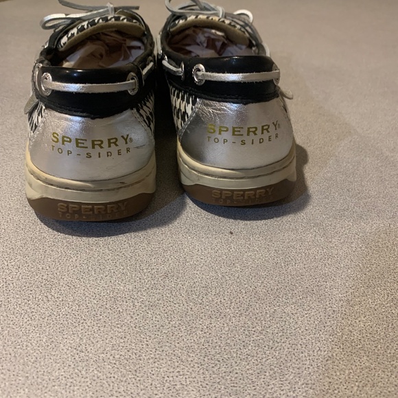 Sperry Black/Silver Angelfish Topsider Moccasin Shoes sz 8.5 M - Picture 5 of 7